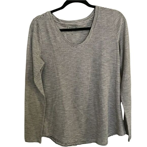 LOFT Tops - LOFT Vintage Soft Long Sleeve Scoop Neck Top Metallic Strips